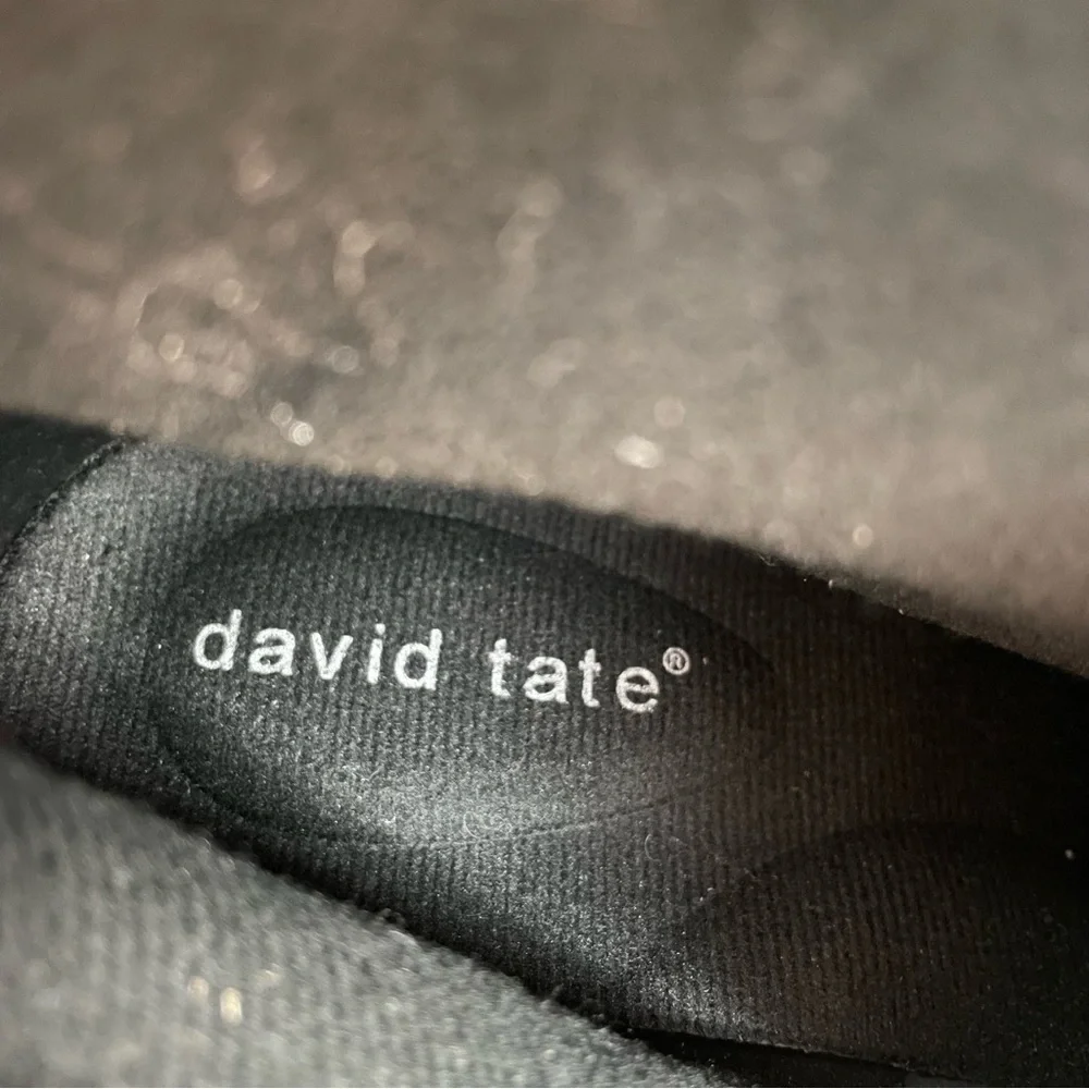 David Tate Alison Black Leather Almond Toe Heeled Booties